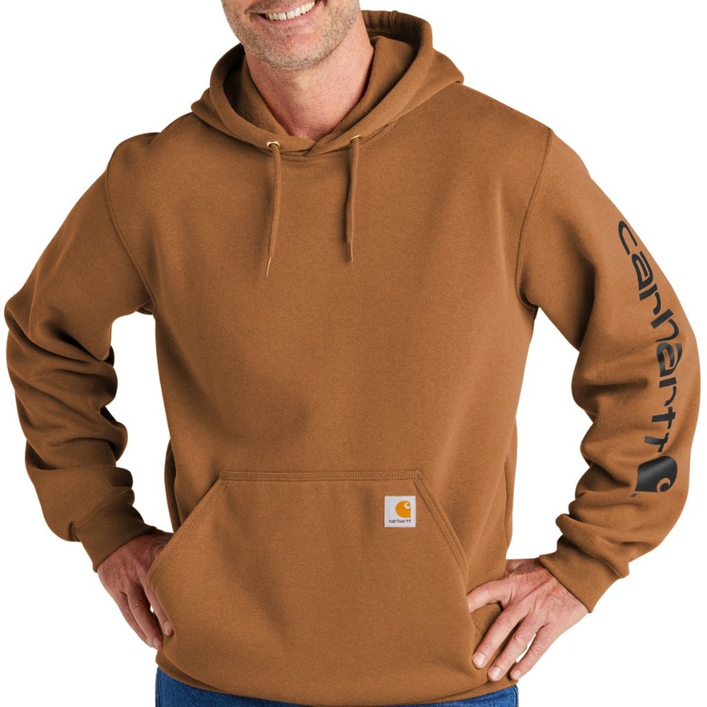(NWT) Carhartt Mens Hooded Sweatshirt Sleeve Logo Midweight Hoodie Brown - Picture 6 of 6
